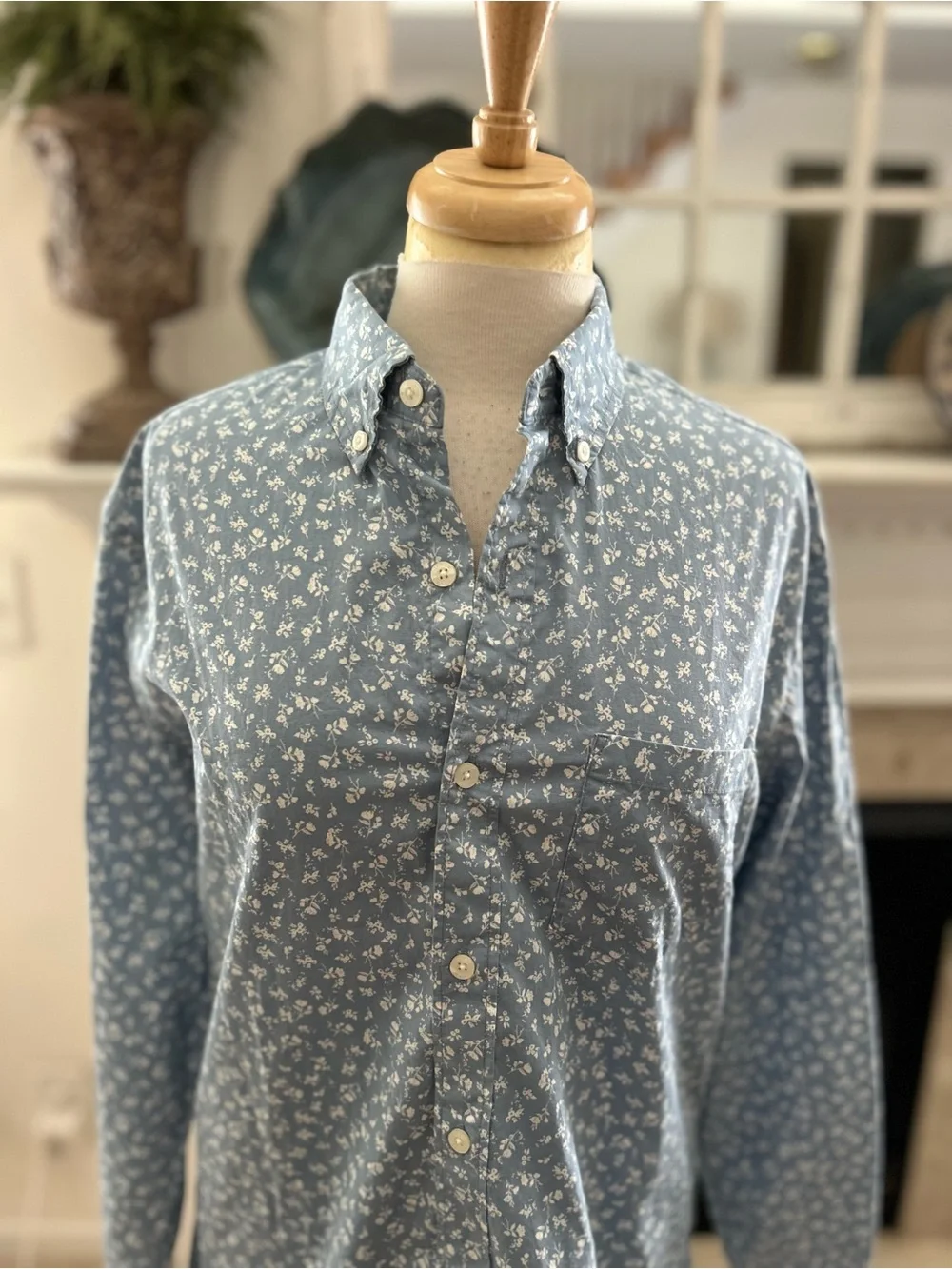 J. Crew Blue Micro Floral Button-Down Shirt